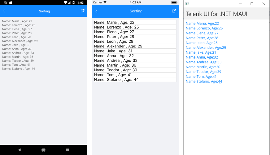 .NET MAUI ListView Sorting