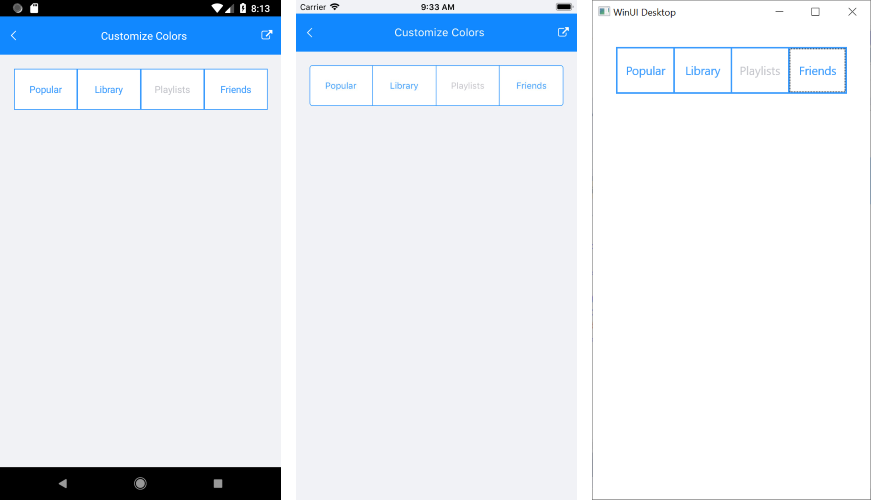 .NET MAUI SegmentedControl colors customization