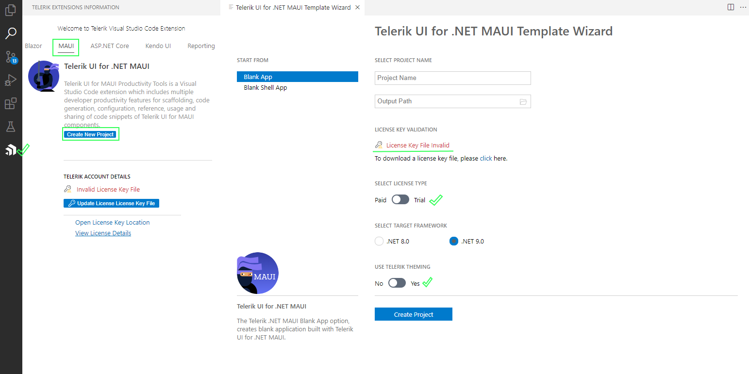 Telerik UI for .NET MAUI VS Code Extension