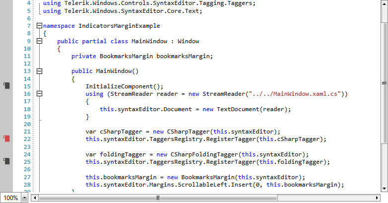 The bookmarks margin